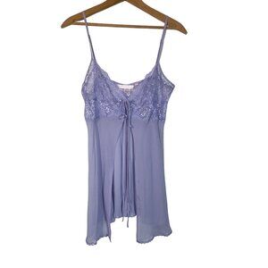VINTAGE Victoria’s Secret Purple Lace Flyaway Chemise Nightie Negligee Dress M